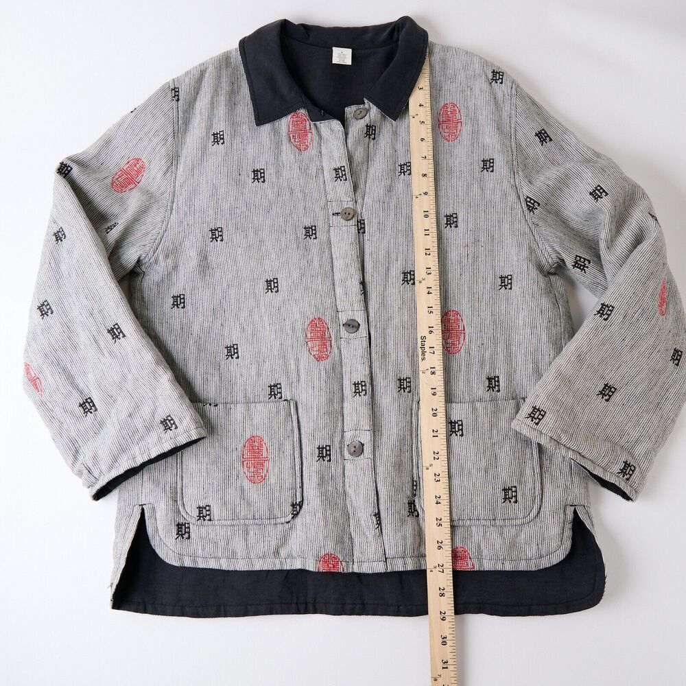 Wildroot Womens L Reversible Linen Silk Jacket & Top Set Lagenlook Embroidered - Picture 6 of 16